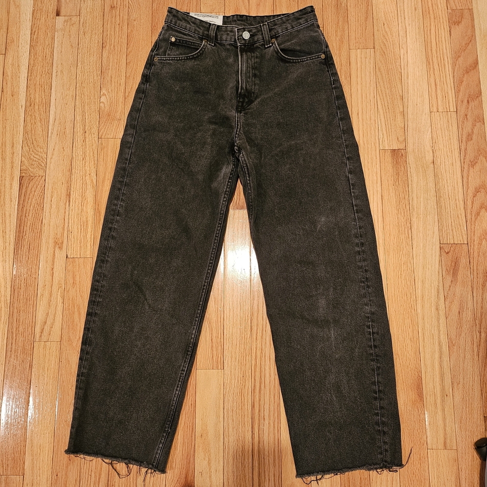 Black Denim Jeans with Raw Hem
